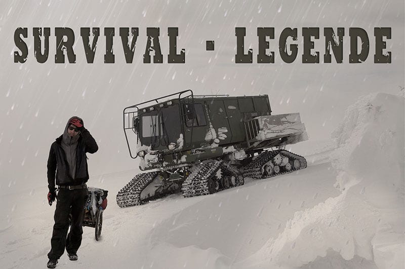 Survival Legende Heiko Gärtner mit Schnee-Mobil